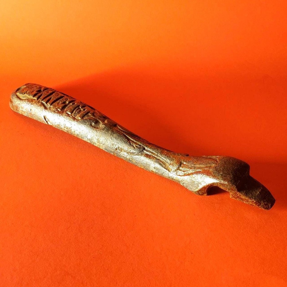 Antique BENNET Cast Iron Stove Lid Lifter, Rustic Primitive Kitchen Tool